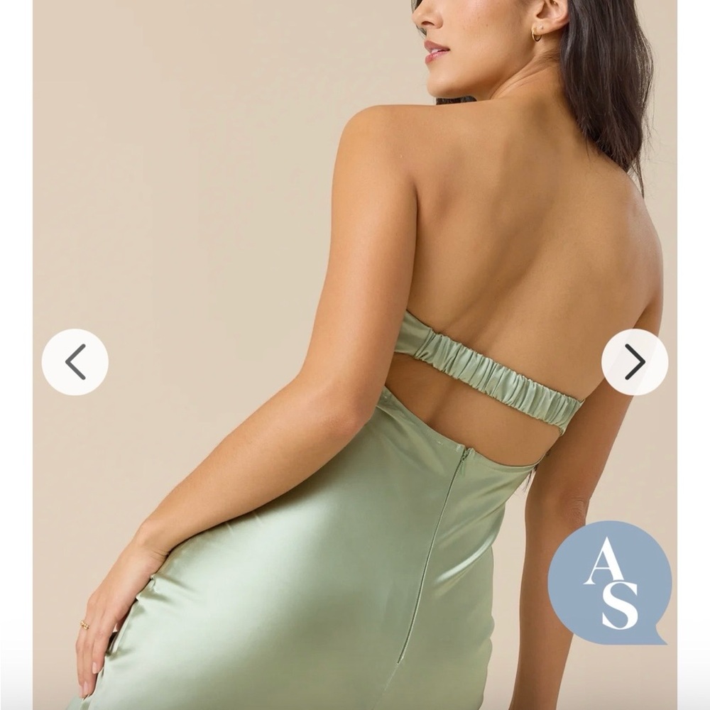 Altar'd State Strapless Satin Dress in Sage, XL New With Tags - Picture 5 of 9
